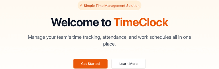 TimeClock Landing Page
