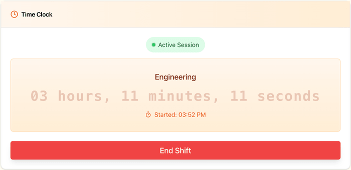 Time Clock Component