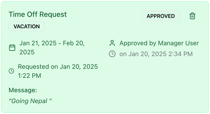 Time Off Requests