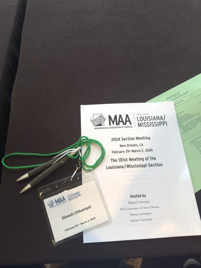 Dinesh Chhantyal's Name Tag for the Mathematical Association of America(MAA) Louisiana/ Mississippi Section 2024